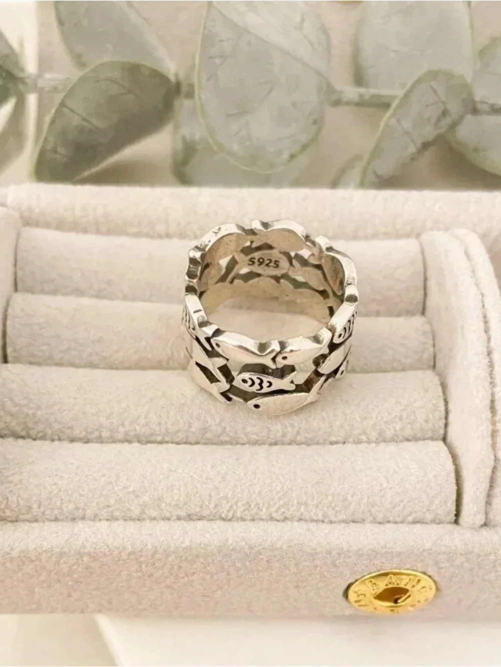 925 Sterling Silver Fish Ring School of Fish Ring Dainty Fish Ring Band